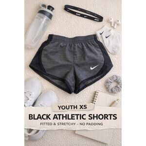 Youth XS Black Athletic Shorts Fitted Stretch Dance Cheer Basic